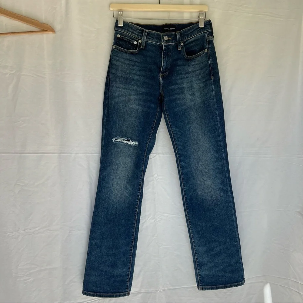 Lucky Brand Easy Rider Jean mid rise straight fit boot cut dark wash size 2 26 - Picture 4 of 16